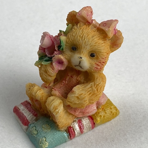 Vintage resin baby bassinet motion rocking bear cradles set of 2 - Picture 9 of 13